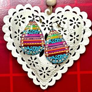 Serape Earrings with Rhinestones
